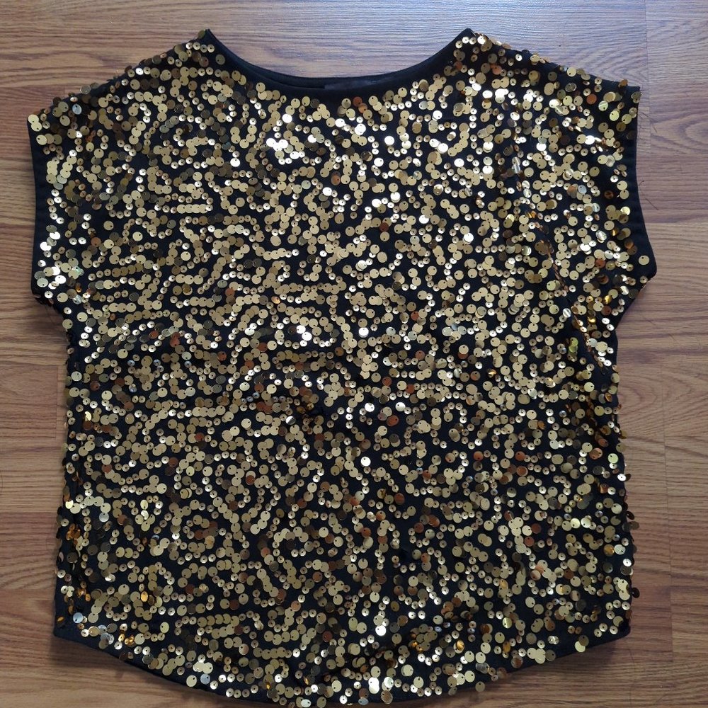 Black and Gold Sequins Top